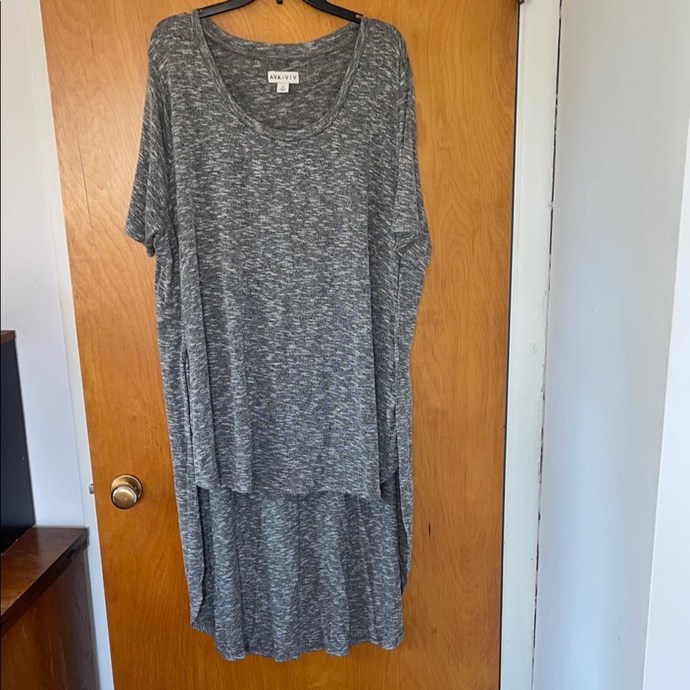 Gray Short Sleeve High Low Dress